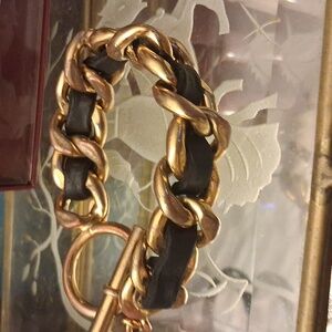 Authentic Chanel Classic Vintage Lambskin Gold chain bracelet